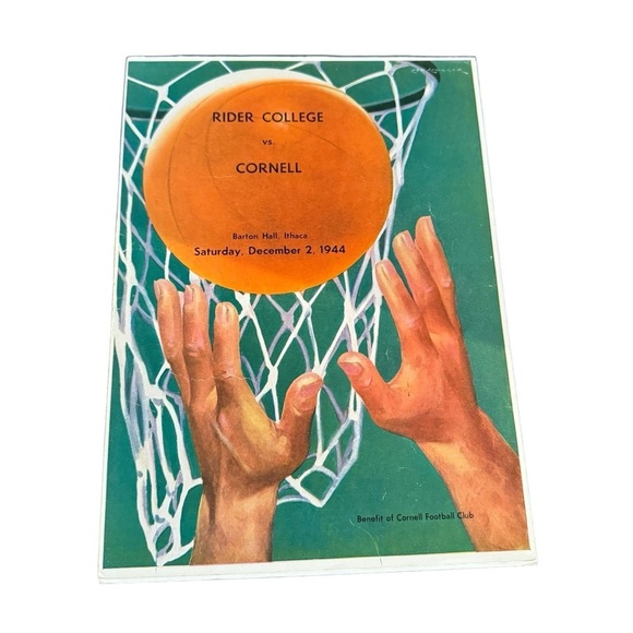 1944 Rider College Vs. Cornell Original Basketball Program Very Rare WWII Era - Picture 1 of 8